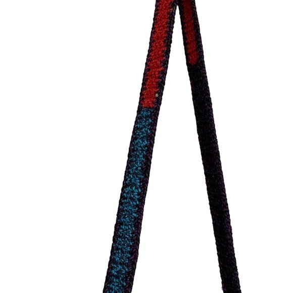 Crochet Shoulder Bag Zigzag Fish Patterned Colorful Long Strap Boho Hippie - Picture 8 of 16